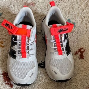 New Balance Kids' White and Neon Red Sneakers